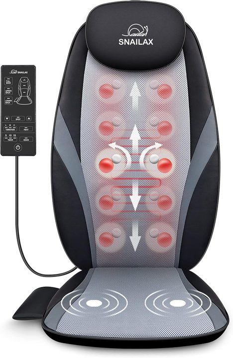 Snailax shiatsu back massager with heat on a chair