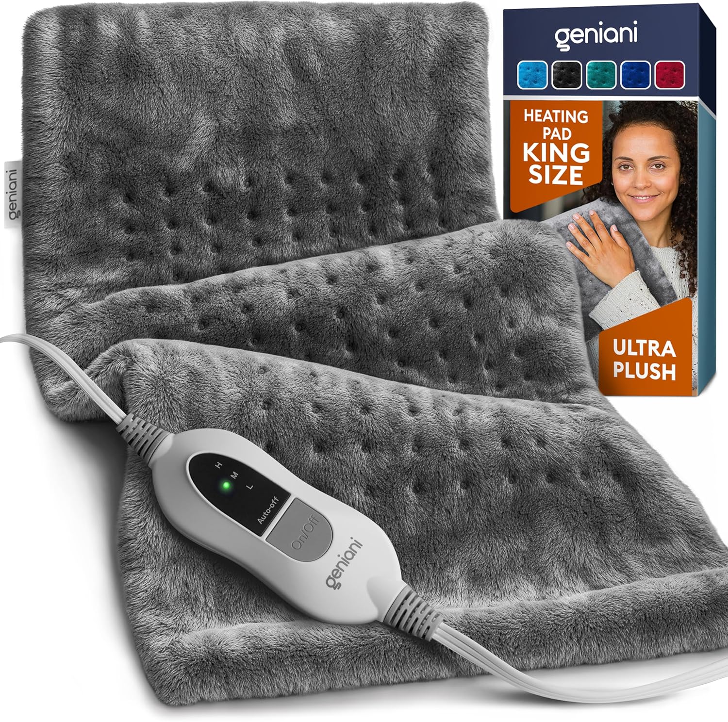 GENIANI XL Electric Heating Pad in gray